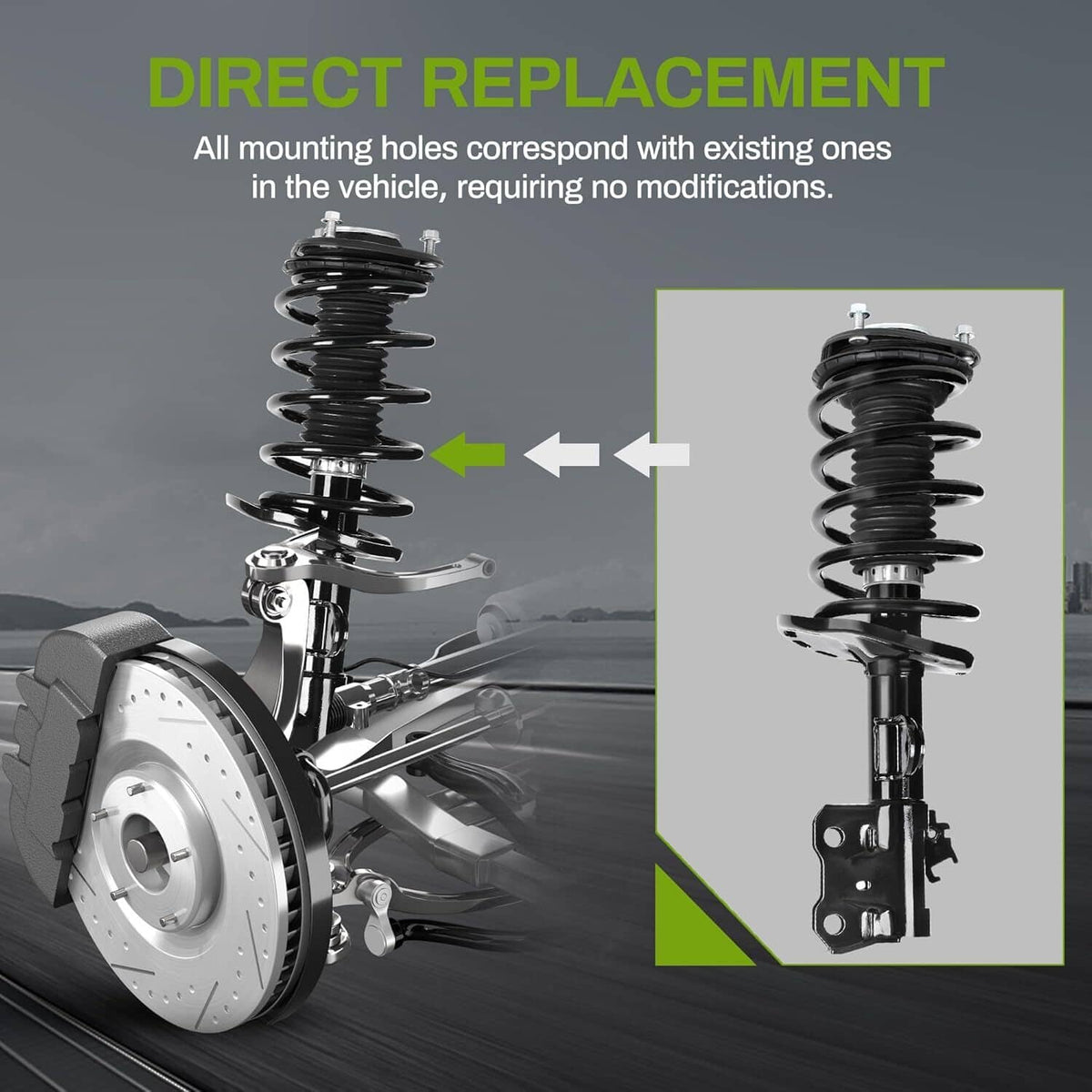 Solidspare Set Front Complete Struts Shocks & Coil Springs For 2010-2015 Toyota Prius 1.8L