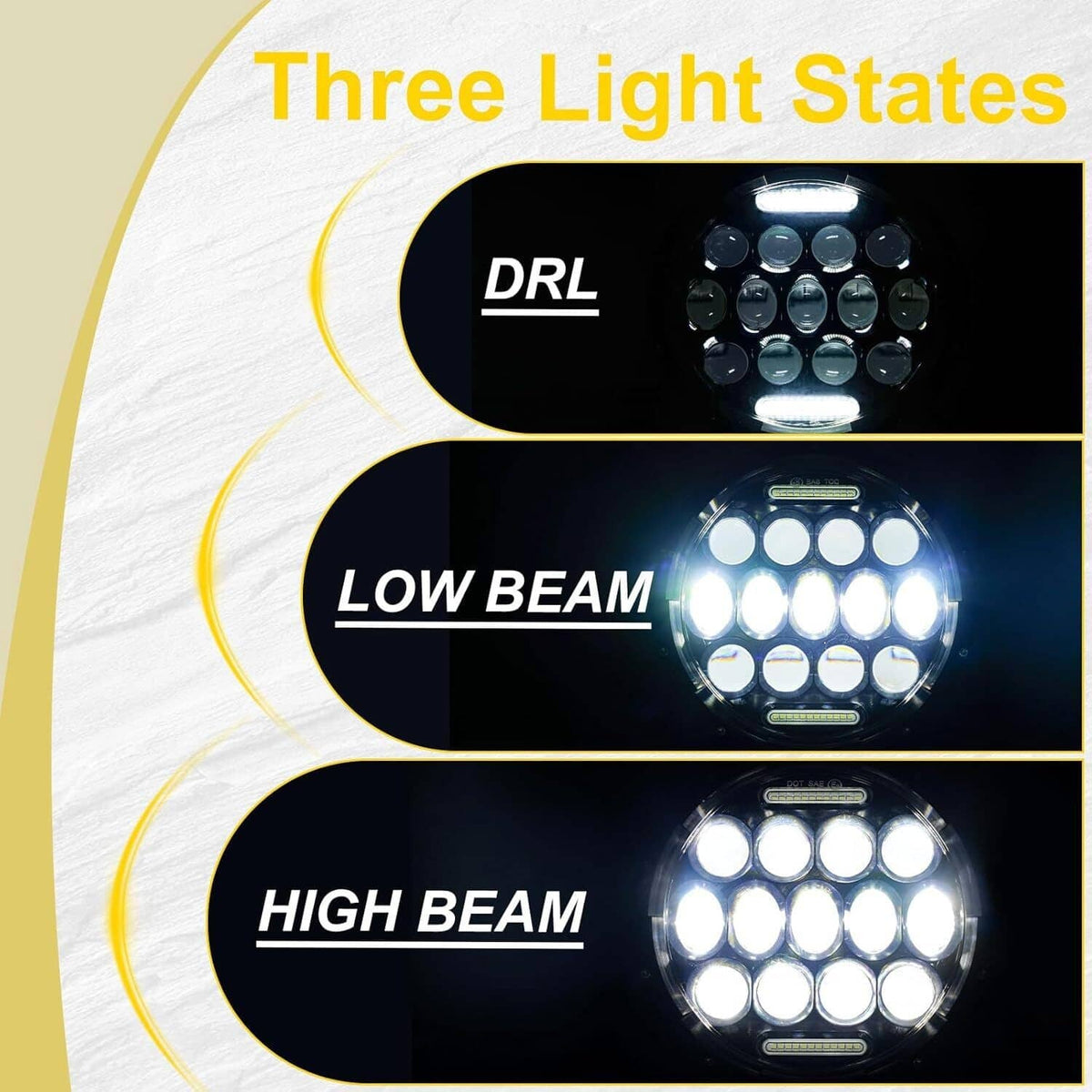 Solidspare Pair 7" Inch Round LED Headlights Halo Angle Eyes For Jeep Wrangler JK LJ TJ CJ