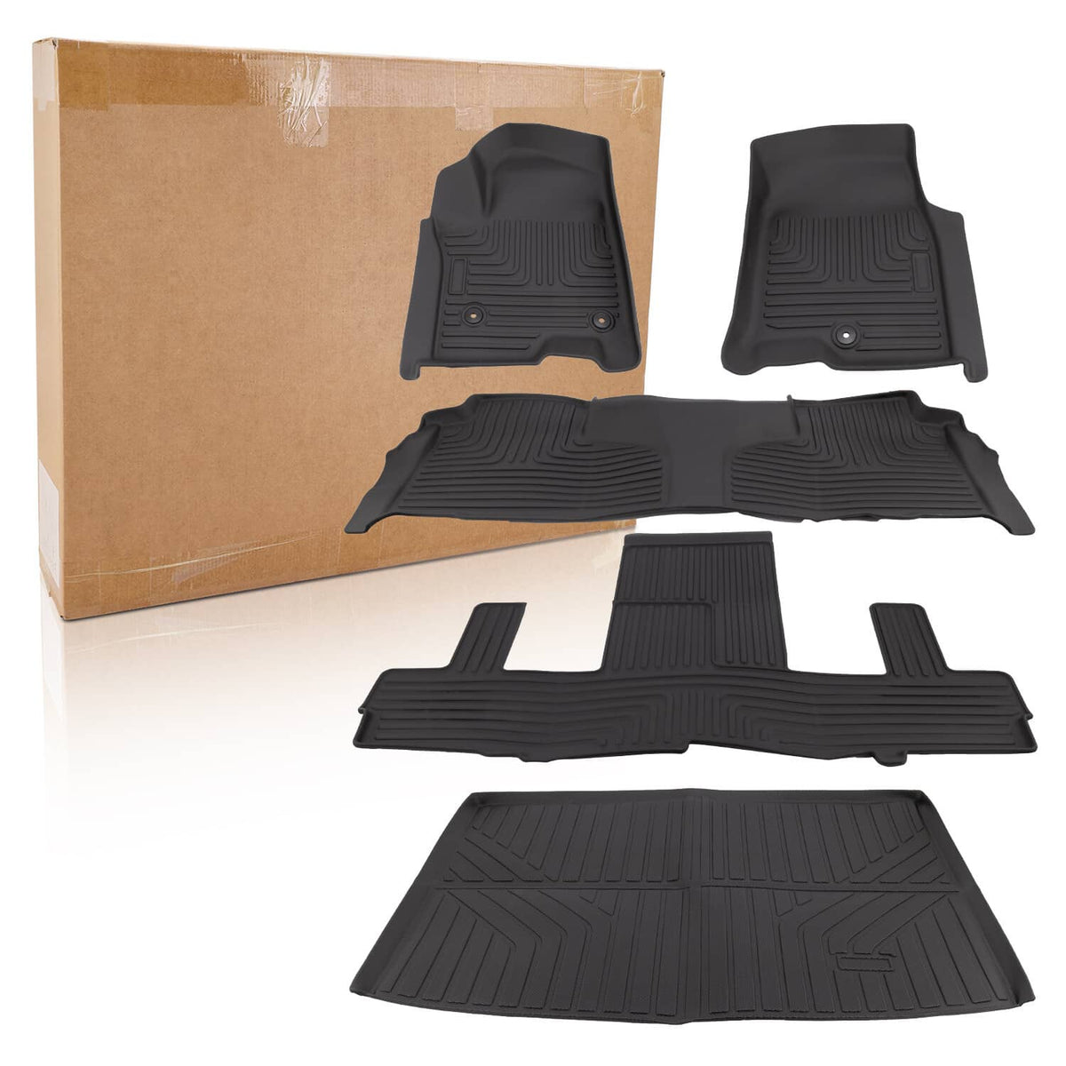 Solidspare Full Set Floor Mats Cargo Liner For Chevrolet Suburban GMC Yukon XL 2021-2025