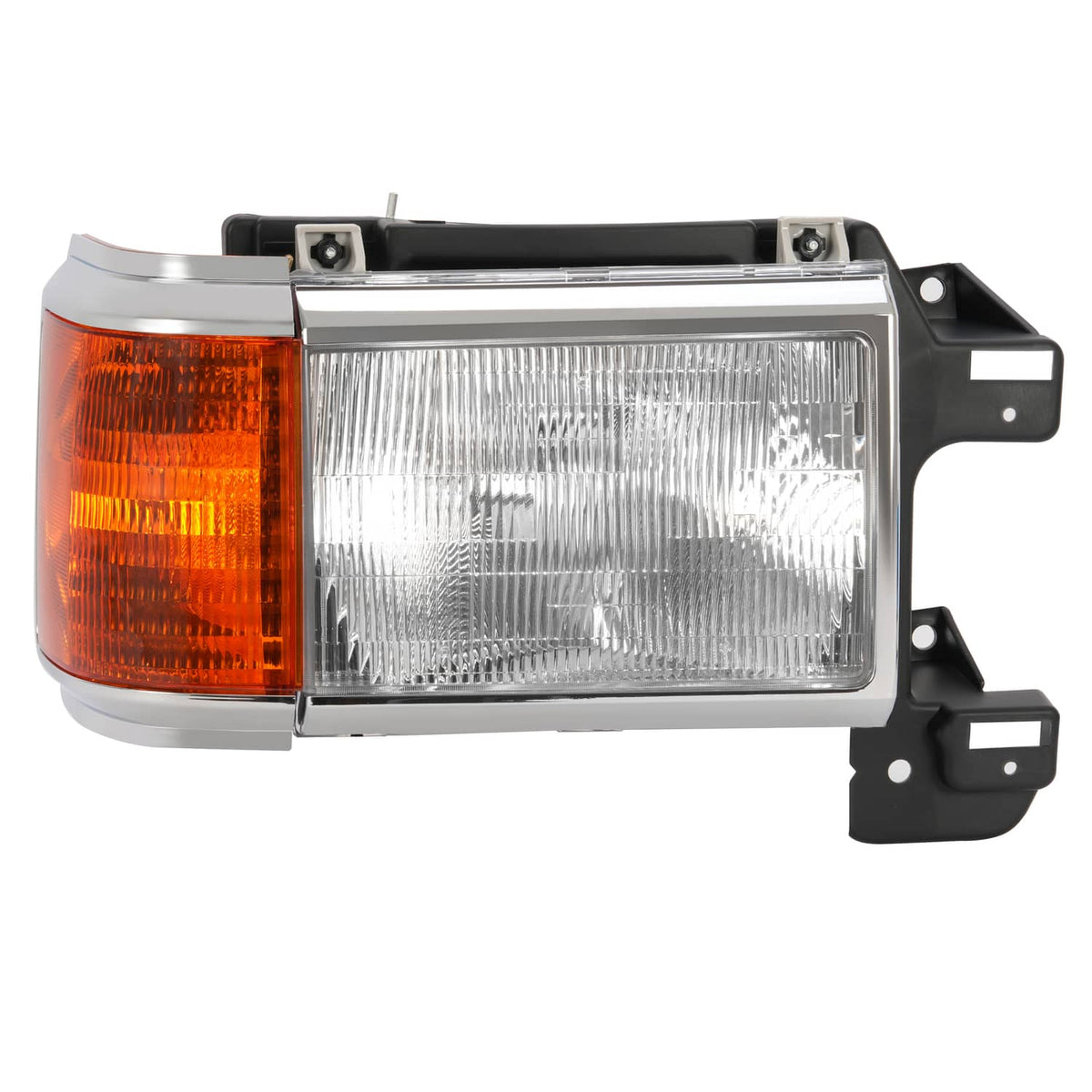 Solid Spare For 1987-1991 1990 Ford F150 F250 Bronco Truck Headlights Chrome Trim Headlamps