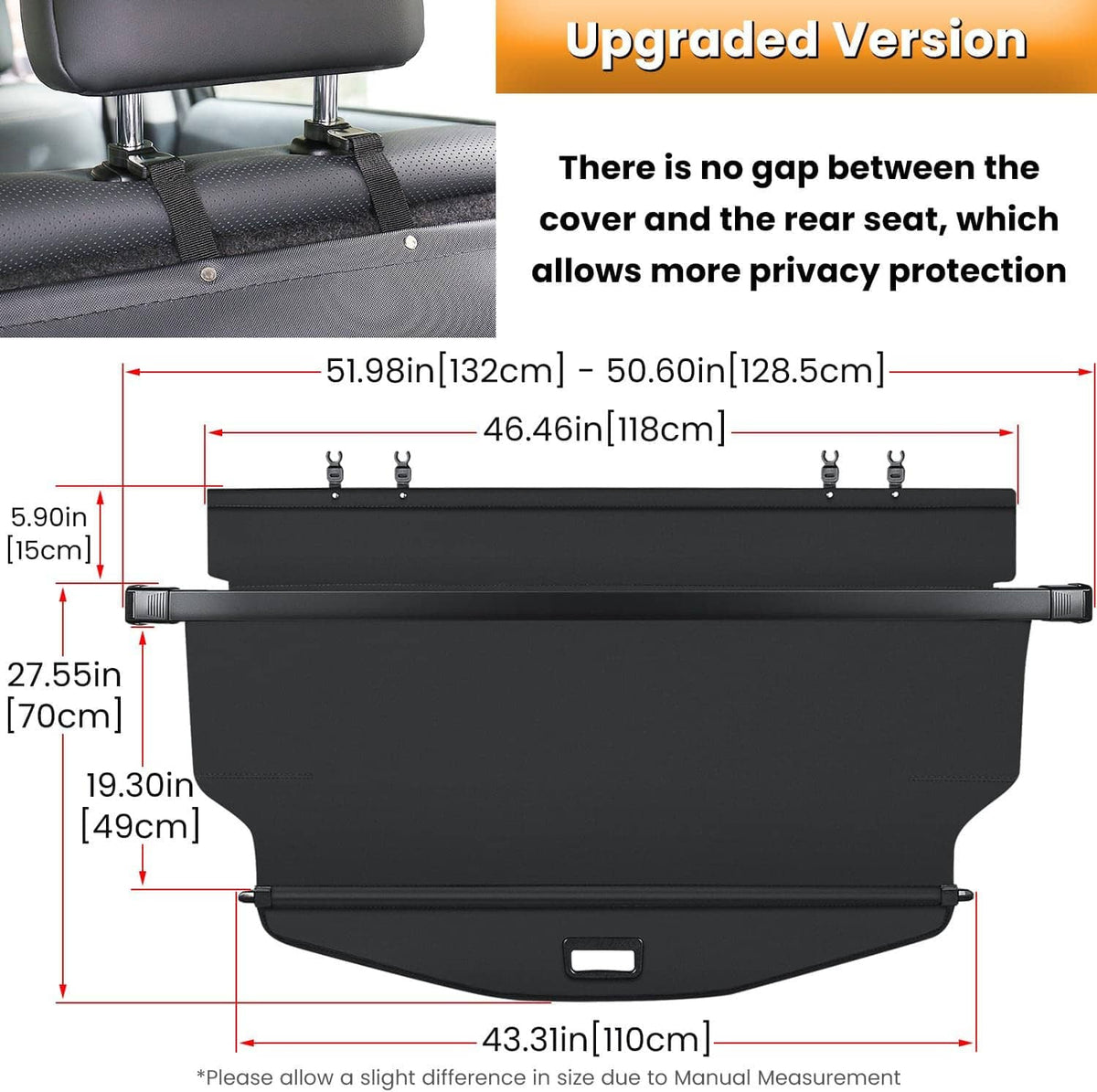Solidspare Trunk Cargo Cover for Chevy Chevrolet Equinox GMC Terrain 18-25 Retractable Rear