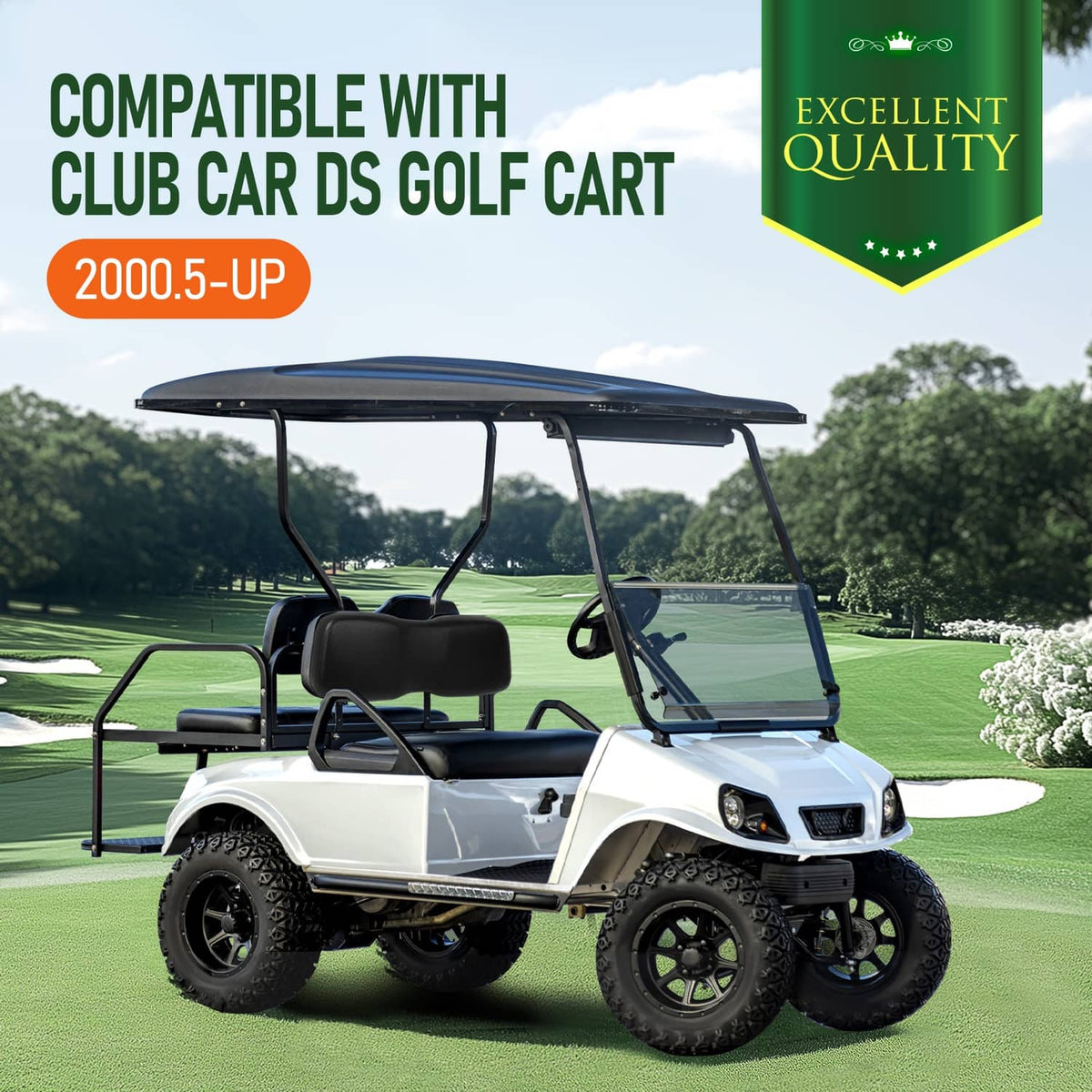 Solidspare For Club Car DS 2000.5-up Golf Cart Front Seat Back & Bottom Cushion Assembly