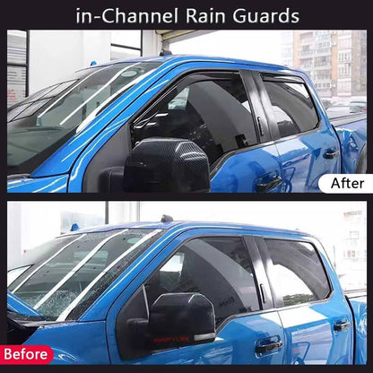 Solidspare For 2009-2014 Ford F-150 Super Crew In-Channel Window Vent Visor Sun Rain Guards