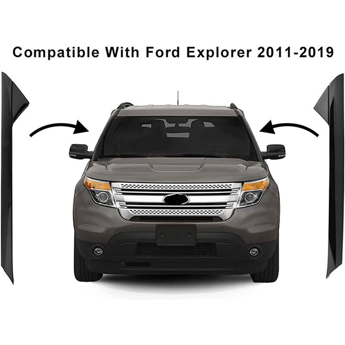 Solidspare Windshield Outer Trim Pillar Molding RH+LH Side Fit For 2011-2019 Ford Explorer