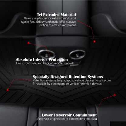 Solidspare Pcs Floor Mats for Ford F-150 F150 Super Crew Cab 2015-2025 Black TPE Liners