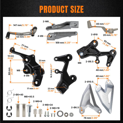 Solidspare Front Driver Footrests Bracket Kit Fit For Kawasaki NINJA 500 / Z500 2024-2025