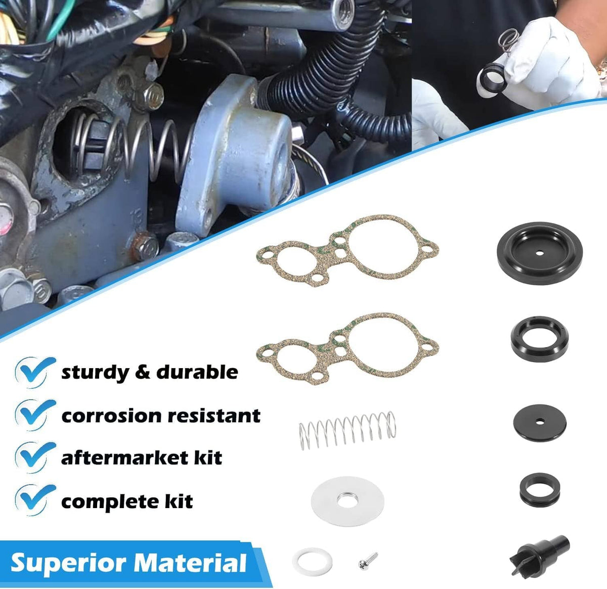 Solid Spare 803062T1 Poppet Valve/Diaphr Kit Fit for Mercury 135-150-175-200hp 2.0L 2.5L V6