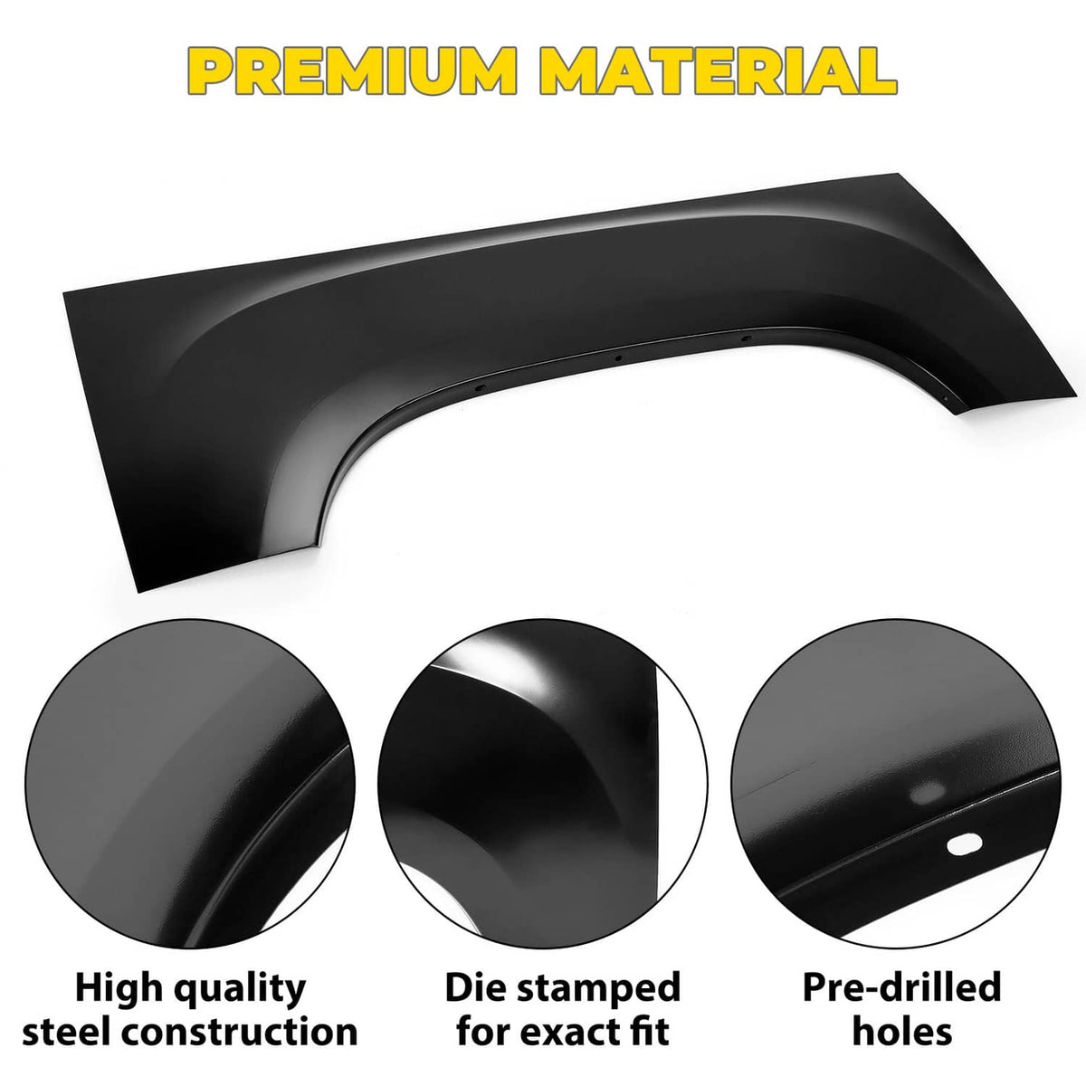 Solid Spare For GMC Sierra Pickup 6.6' & 8' Truck Bed 07-13 Wheel Arch Repair Panel Right RH