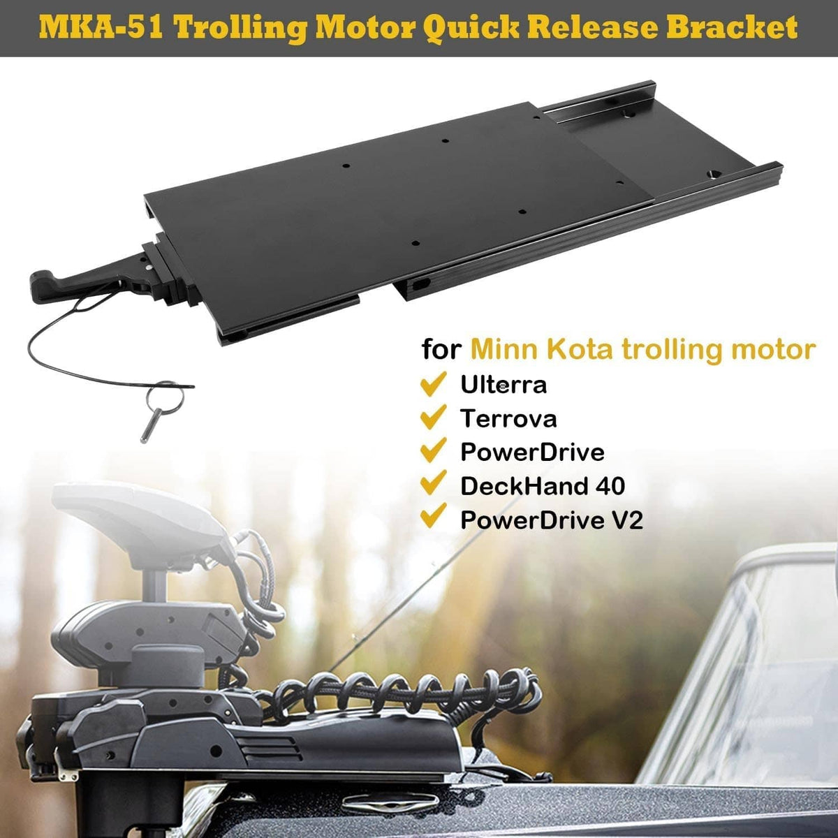 Solid Spare MKA-51 Electric Steer Trolling Motor Quick Release Bracket for Ulterra 1854051