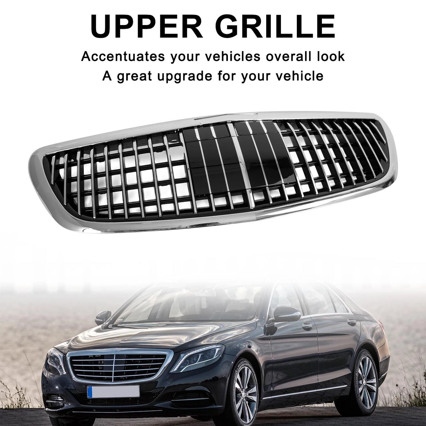 Fit 2014-2020 Mercedes Benz S-Class W222 S450 Chrome Front Grille MayBach W/ACC