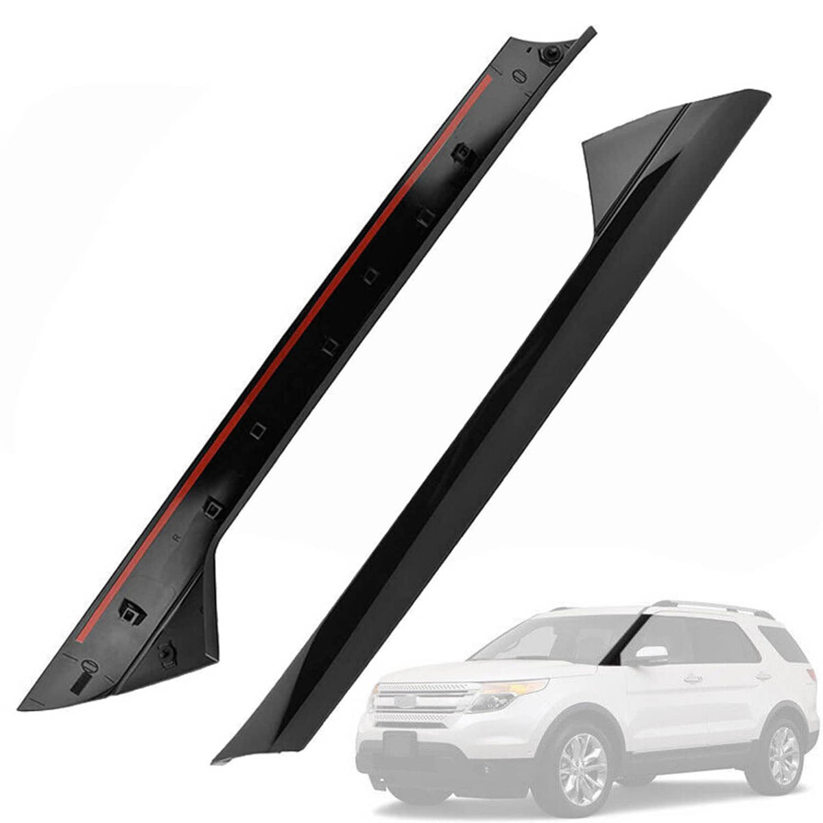 Solidspare Windshield Outer Trim Pillar Molding RH+LH Side Fit For 2011-2019 Ford Explorer
