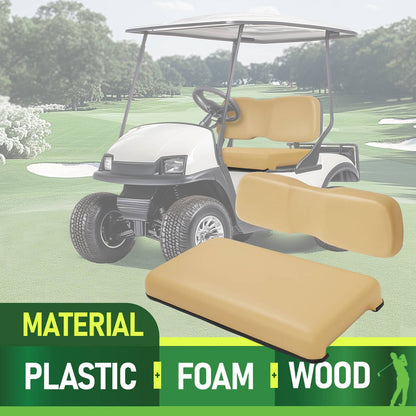 Solidspare Front Seat Assembly Bottom&Back Cushion For Club Car DS 2000.5-UP Tan Golf Cart