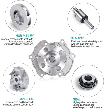 Solidspare Water Pump for 2007-2016 GMC Acadia Buick Enclave Chevy Traverse 3.6L 12637479