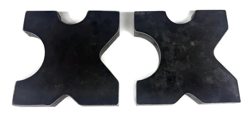 (Set of 2) 20 TON Steel Shop Press Bed Plates for H-Frame Arbor 4 Notch 1"x7"x7"