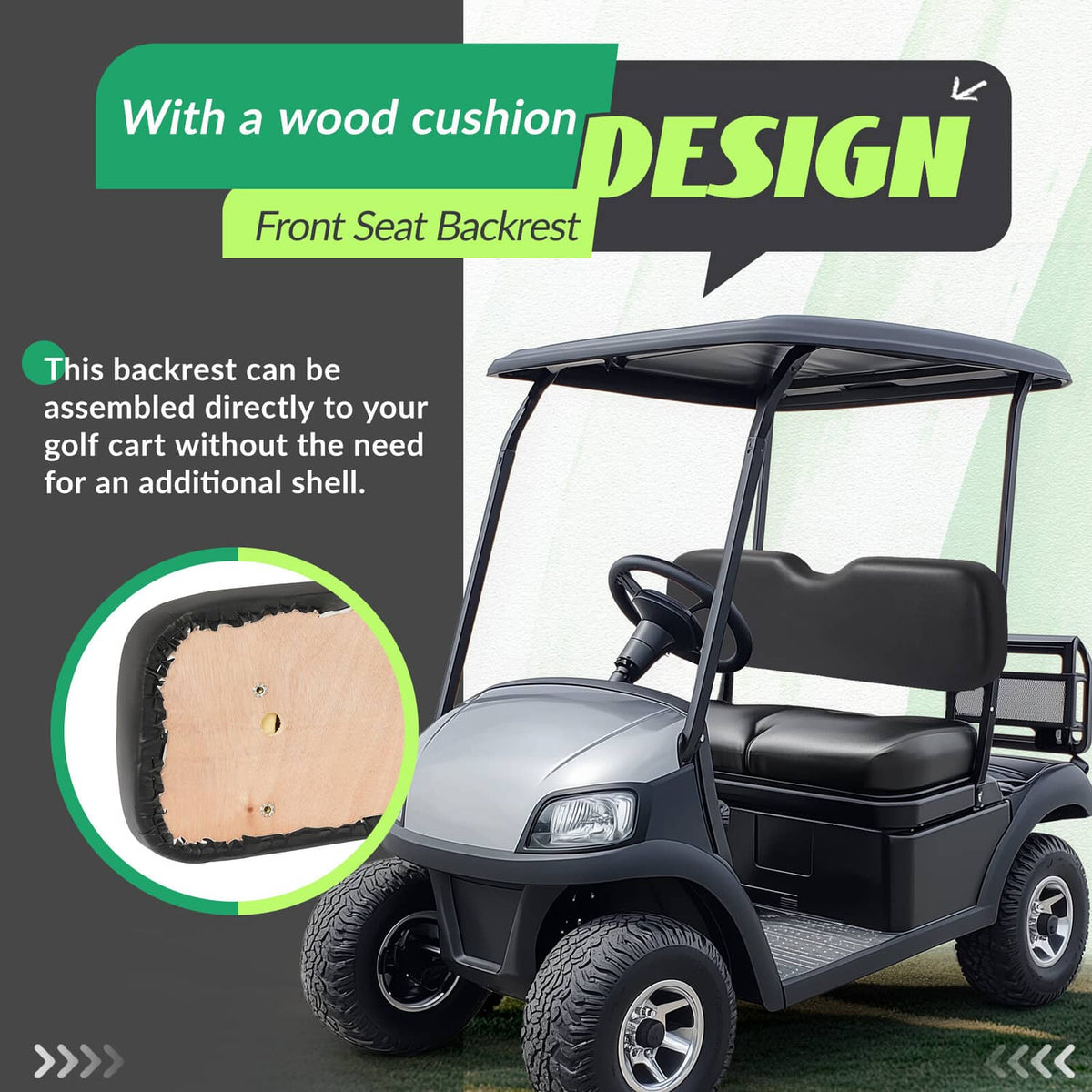 Solidspare Front Golf Cart Seat Back Backrest Cushion Assembly For EZGO RXV 2008-up Models