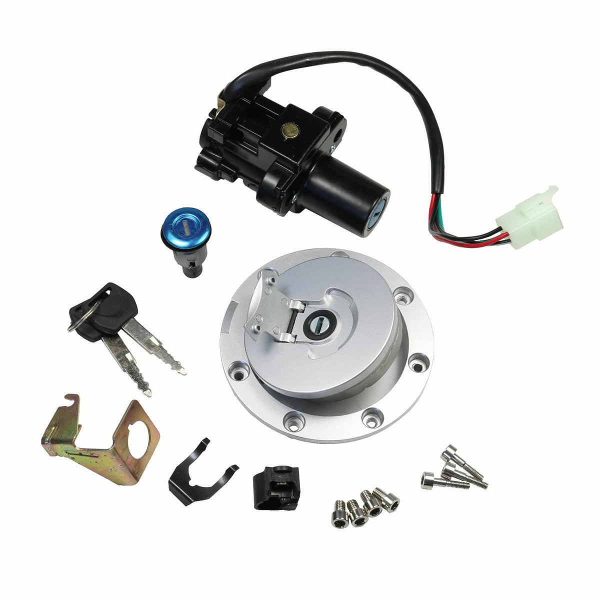Solidspare Ignition Switch Lock Fuel Gas Cap Cover Set For Honda 2011-2013 CBR250R W/ Keys