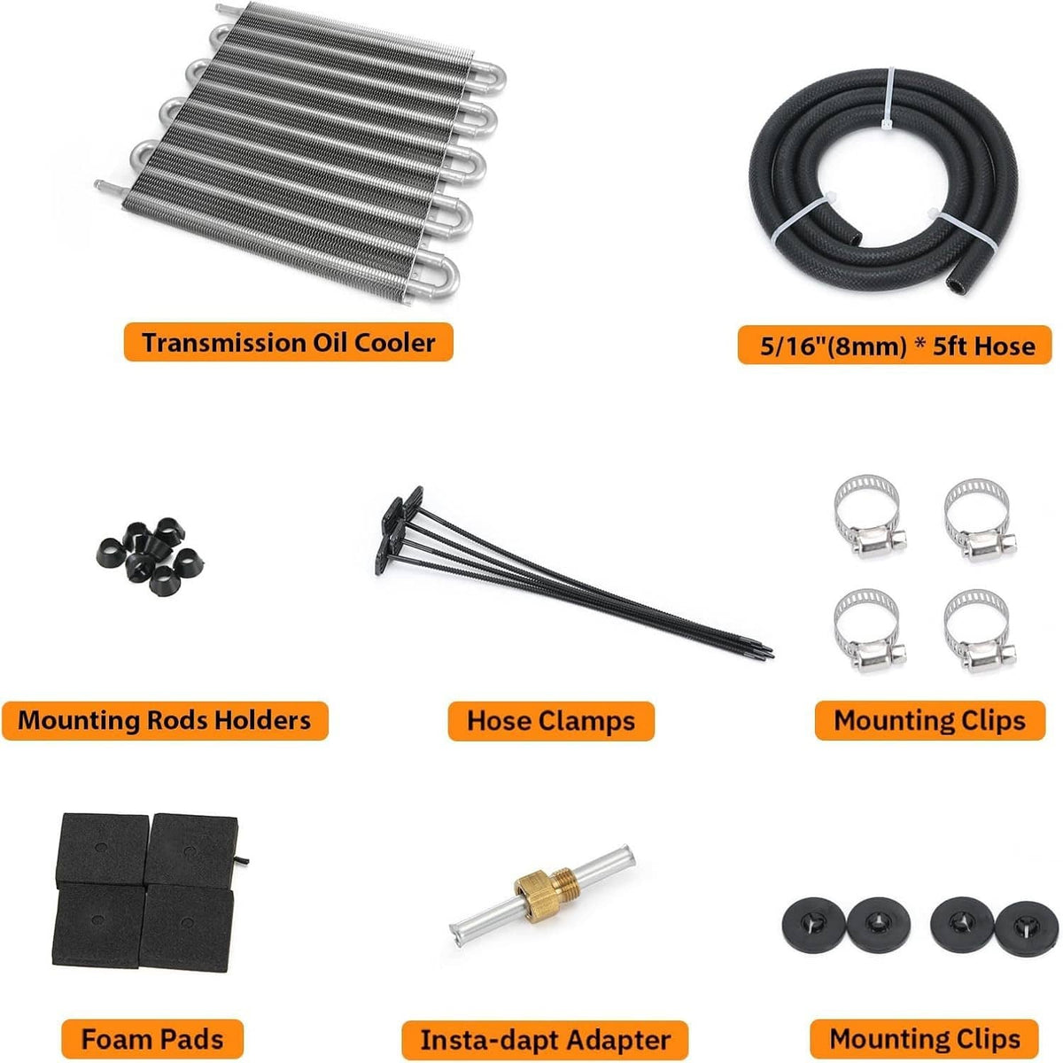Solidspare 10 Rows Universal Aluminum Remote Transmission Oil Cooler Radiator Converter Kit