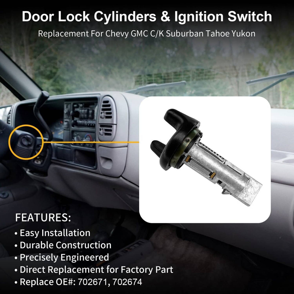 Solidspare Ignition Switch & Door Lock Cylinders with Keys for Chevy GMC C/K Suburban