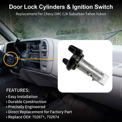 Solidspare Ignition Switch & Door Lock Cylinders with Keys for Chevy GMC C/K Suburban