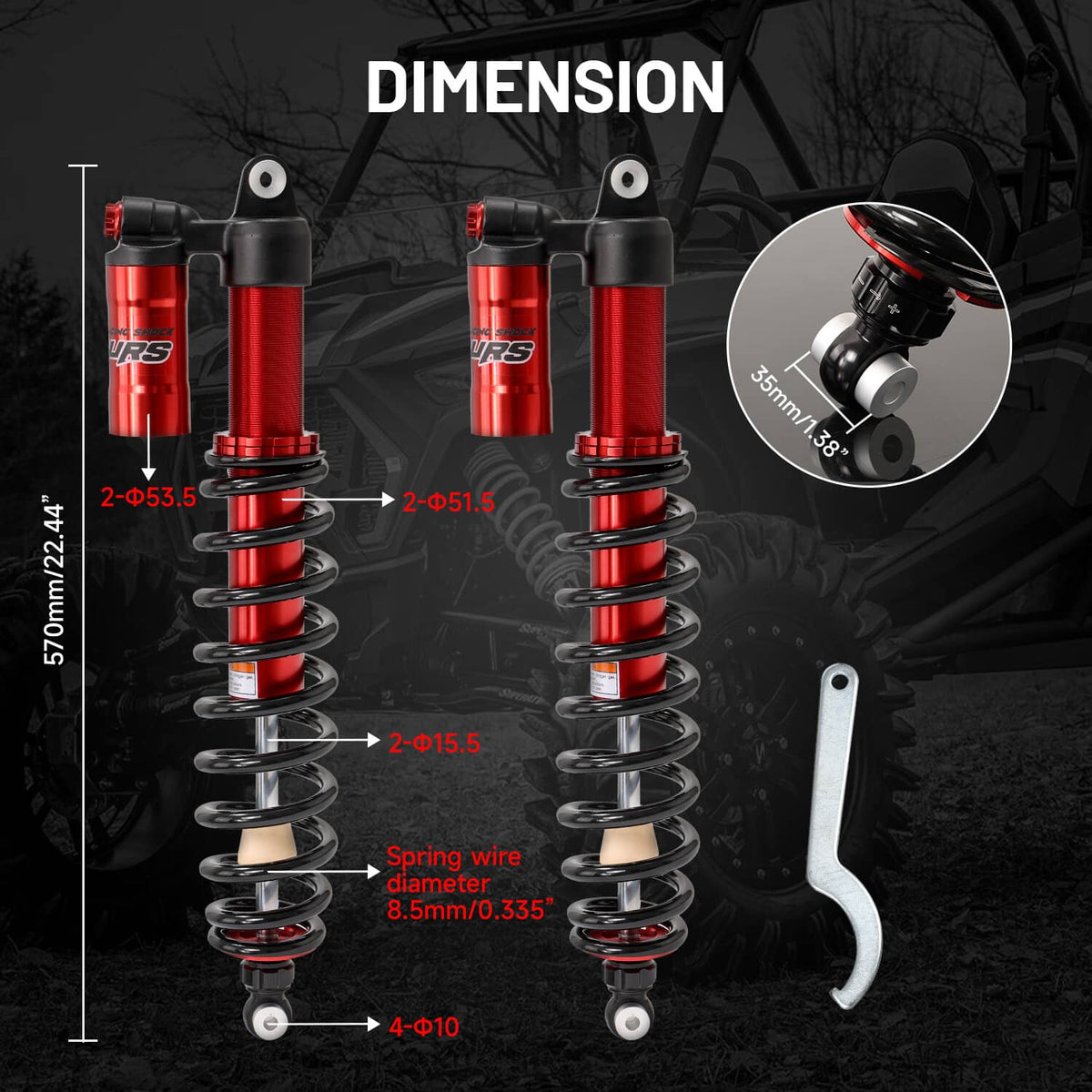 Solidspare Front and Rear Shocks Suspension Kit For Polaris Ranger 1000 Crew / Full Size