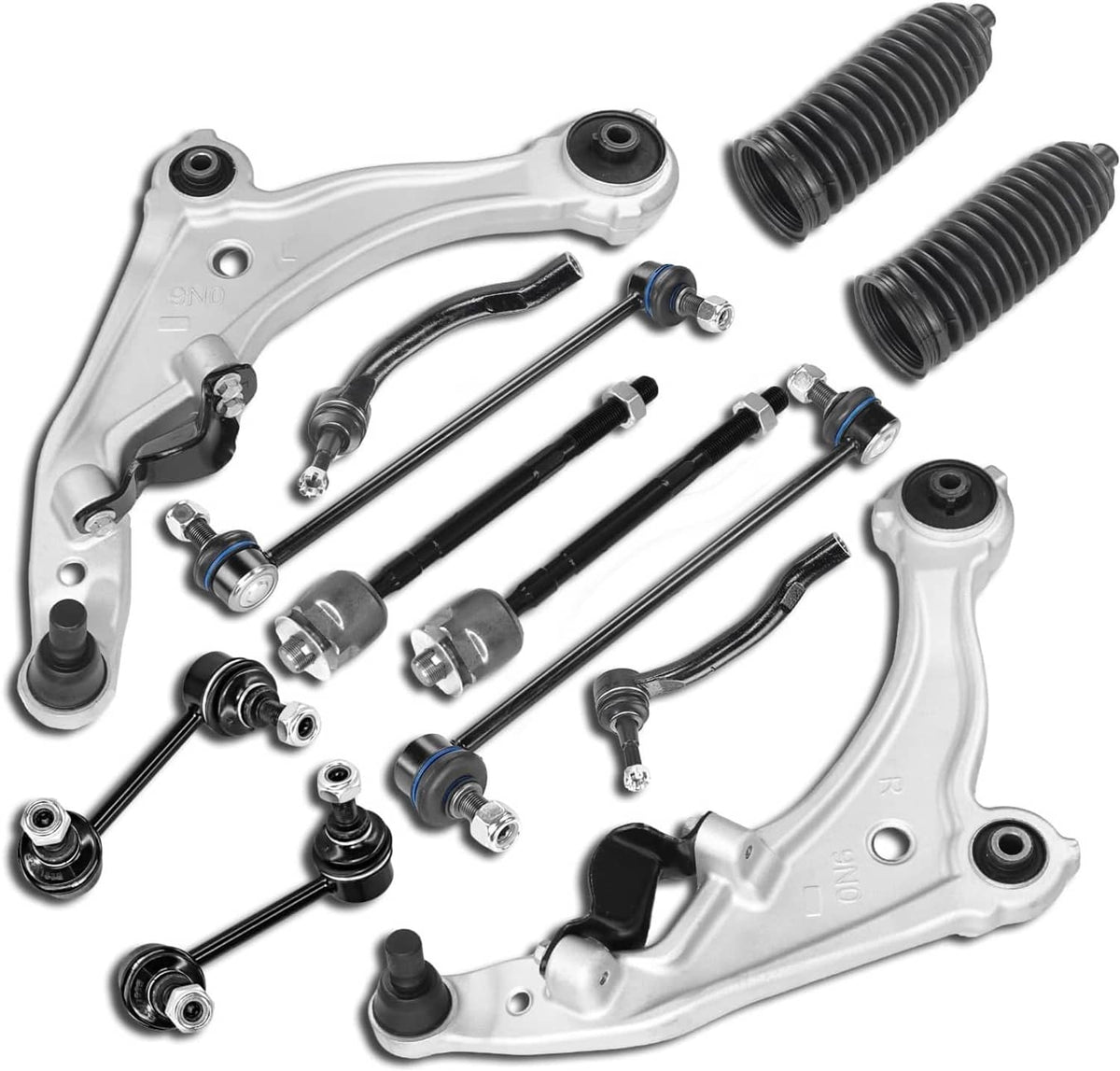 Solidspare 12Pcs Front Lower Control Arm Tie Rod Sway Bar Kit For 2009-2014 Nissan Maxima