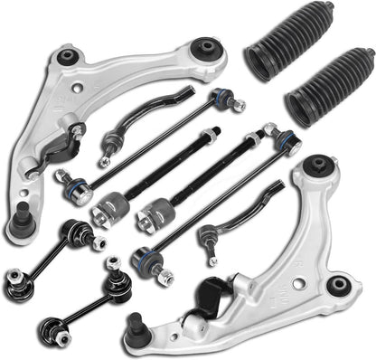 Solidspare 12Pcs Front Lower Control Arm Tie Rod Sway Bar Kit For 2009-2014 Nissan Maxima