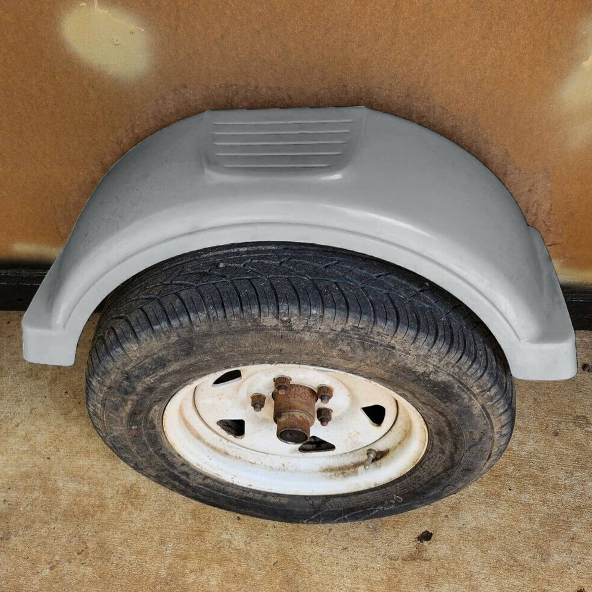 Solidspare For 13" Wheels Tires Skirt Boat Gray Plastic Pair 2 Single Axle Trailer Fenders
