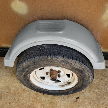 Solidspare For 13" Wheels Tires Skirt Boat Gray Plastic Pair 2 Single Axle Trailer Fenders
