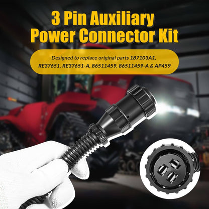 Solidspare 3 Pin Auxiliary Power Connector Kit 187103A1 Replace# 86511459, RE37651, AP459