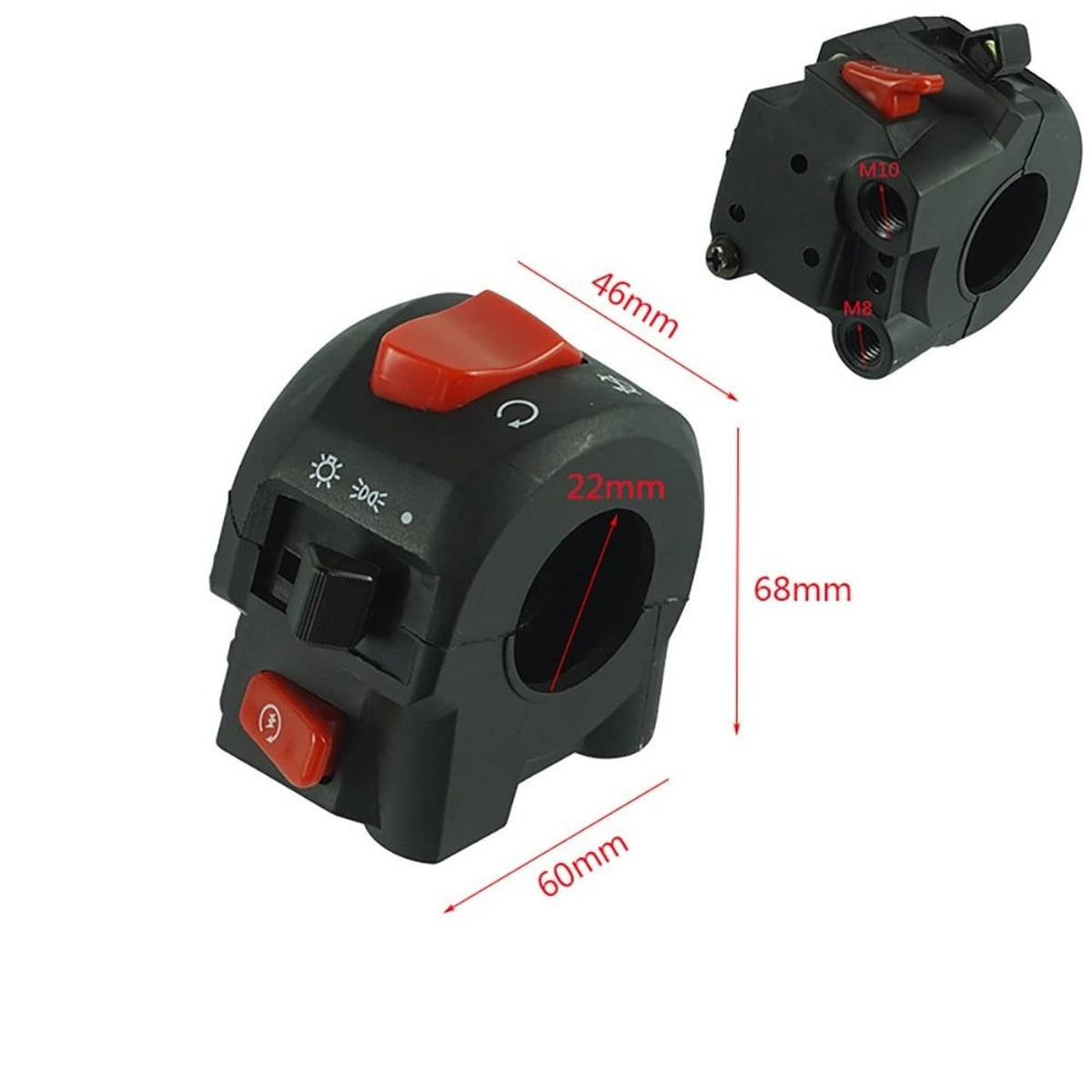 Solidspare 7/8" Motorcycle Handlebar Electrical  Control Switch for Horn Turn Signal Start
