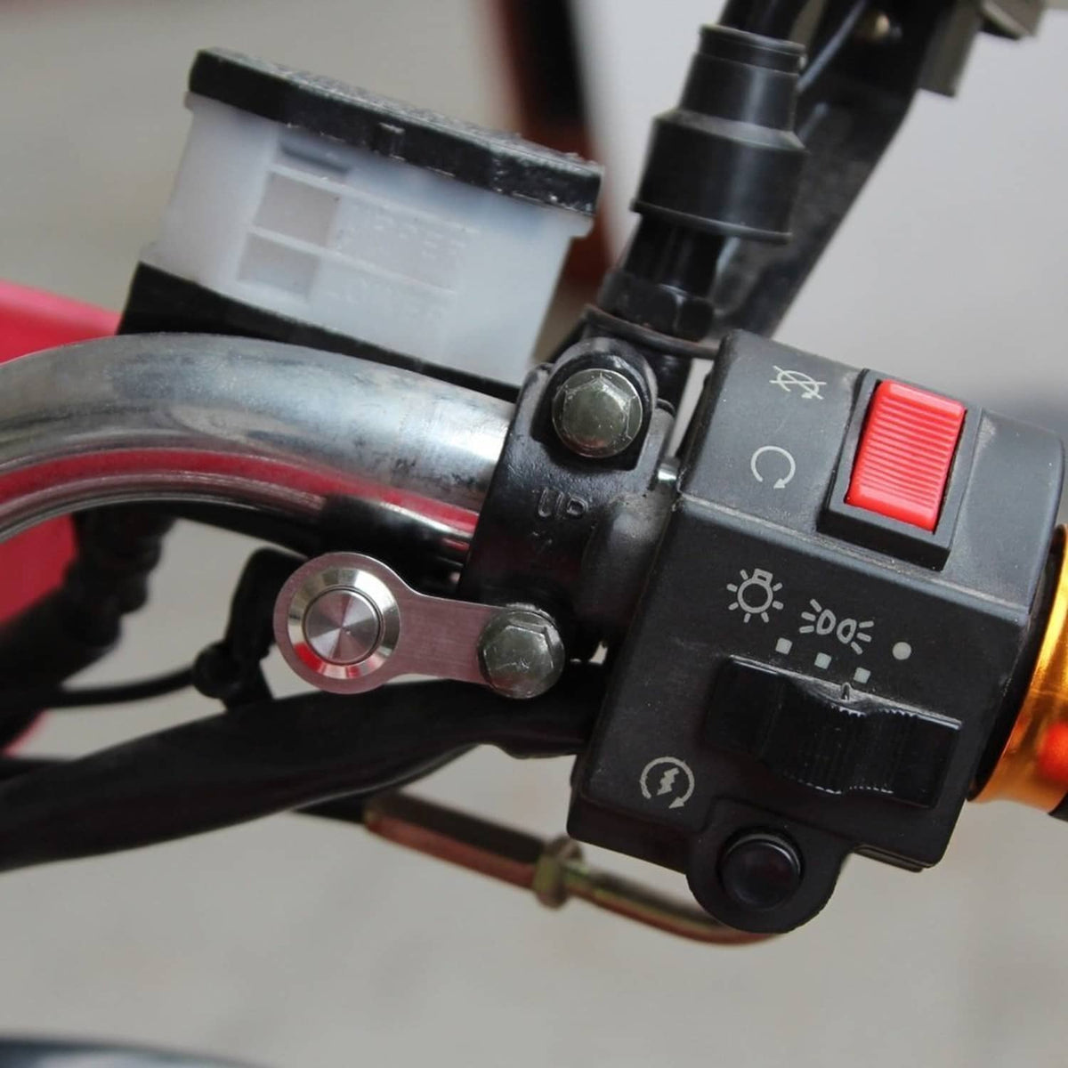 Solidspare ATV Motorcycle light Switch LED Stainless steel bracket Mount Momentary button
