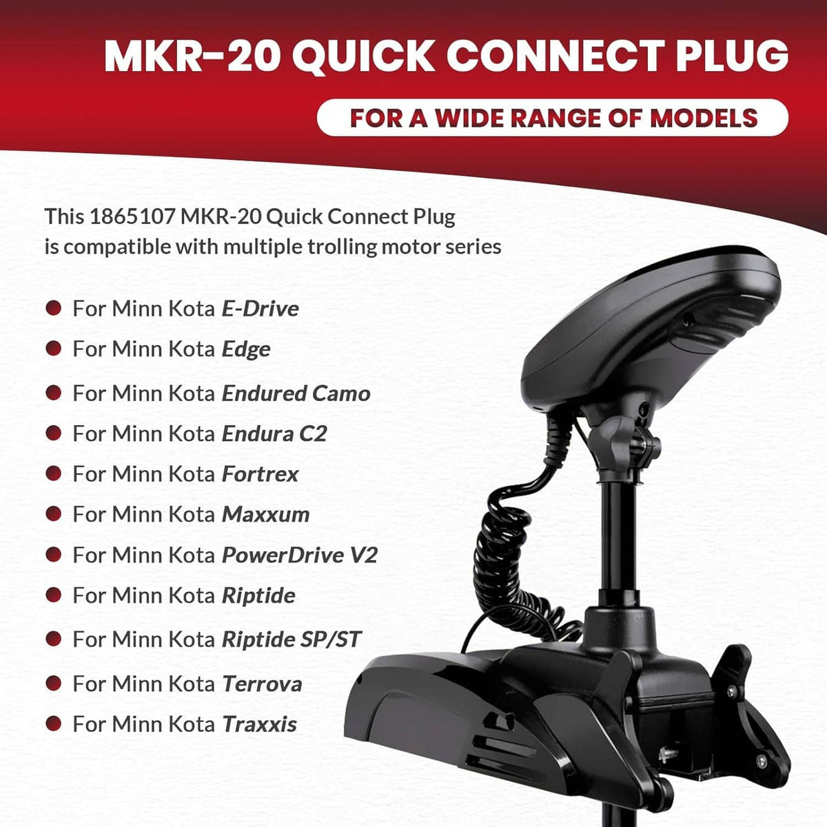 Solidspare 1865107 MKR-20 Quick Connect Plug for Minn Kota Edge, Riptide, Terrova, Fortrex