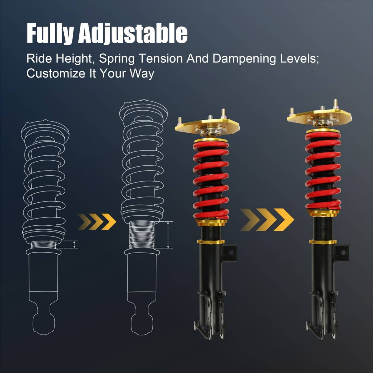 Solidspare Full Coilovers For 2000-2005 Mitsubishi Eclipse 3rd-Gen D53A / D52A Adj Height