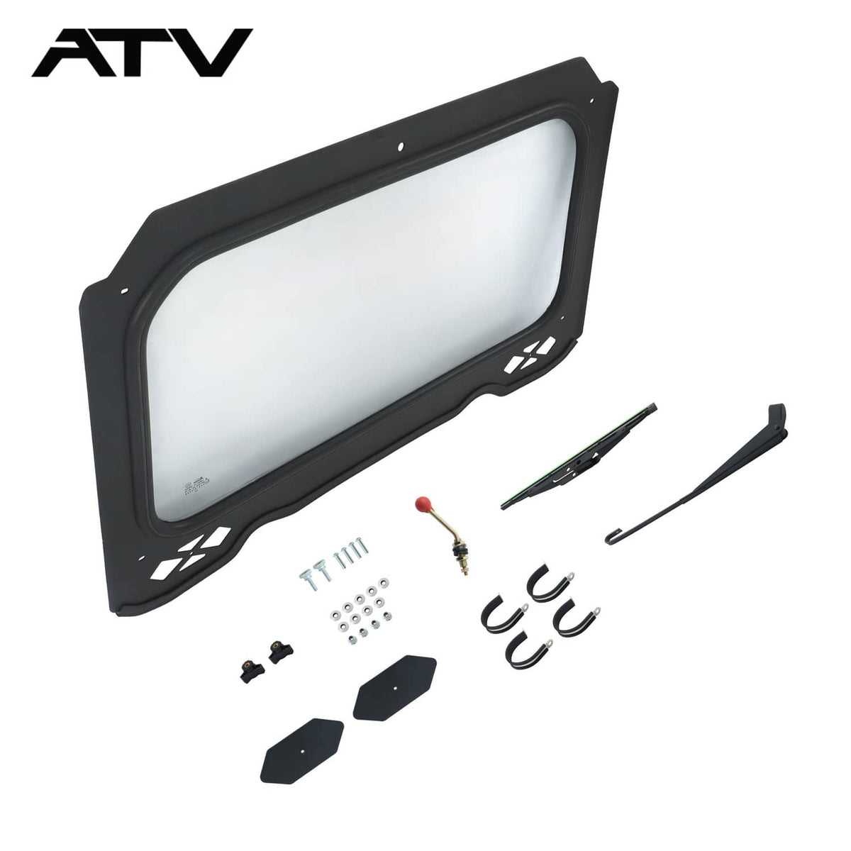 Solidspare Front Full Glass Windshield W/Wiper For Polaris RZR 900 1000 XP Turbo 2014-2018