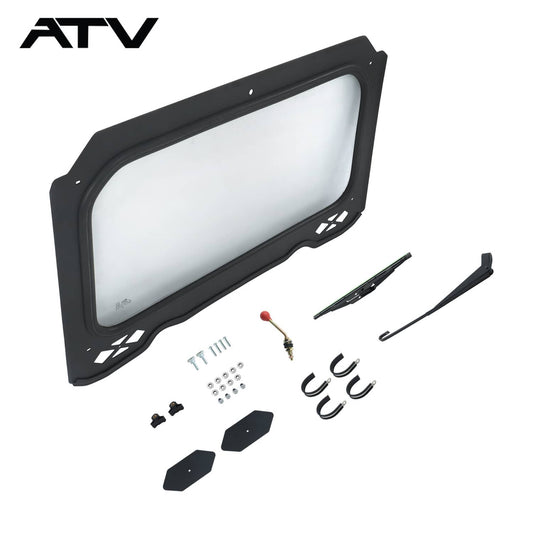 Solidspare Front Full Glass Windshield W/Wiper For Polaris RZR 900 1000 XP Turbo 2014-2018