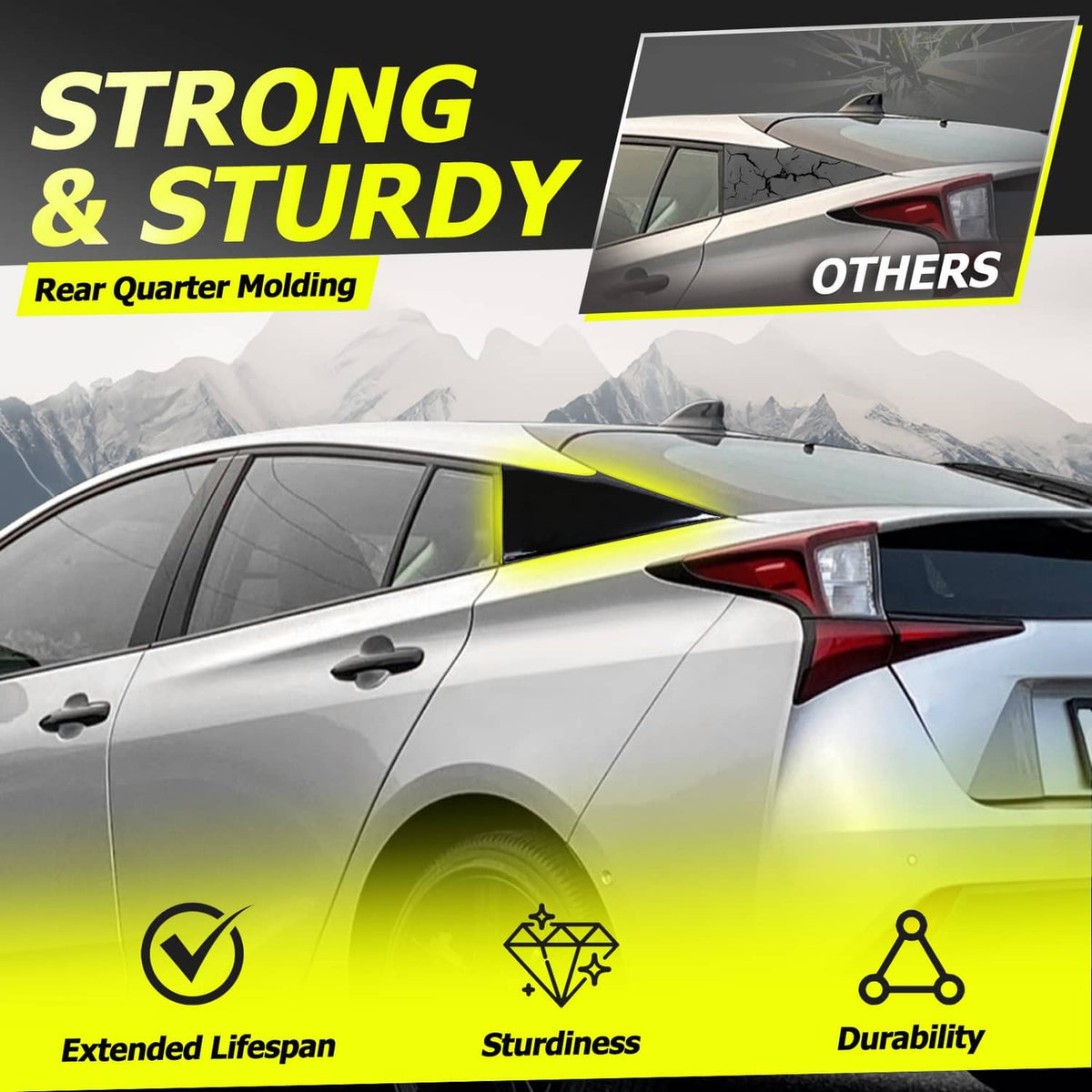 Solid Spare Rear LH+RH Quarter Molding Cover Panel For Toyota Prius 16-22 Prius Prime 17-22