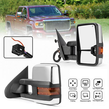Solidspare Manual Heated Tow Mirrors For 2015-18 GMC Sierra Chevy Silverado 1500 2500 3500
