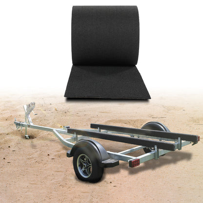 Solid Spare 9" x 50' Ribbed Bunk Carpet / Marine Boat Trailer Runners / Outdoor - Black