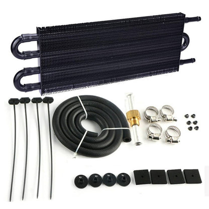 Solidspare Transmission Oil Cooler+Hose /Mounting Kit 4 Row Radiator Auto-Manual Aluminum