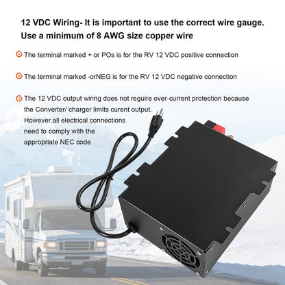 Solidspare PM3-55LK RV Power Converter 110V to 12V DC Charger with 55 Amp for Reliable RV