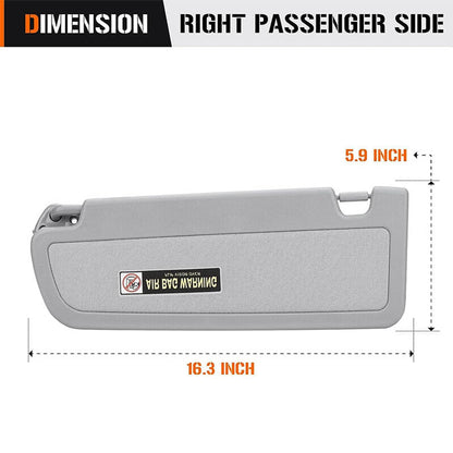 Solidspare Right Sun Visor Passenger Side For Honda Civic 2006-2011 Grey 83230-SNA-A01ZC