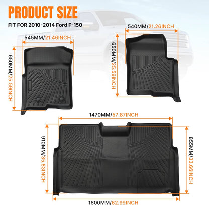 Solidspare Floor Mat for Ford F-150 SuperCrew/Crew Cab 2010 2011 2012 2013 2014 Bucket Seat