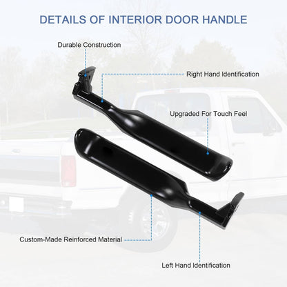 Solidspare Set(2) Metal Inside Door Handles LH&RH For 87-96 Ford F150 F250 F350 Truck Black