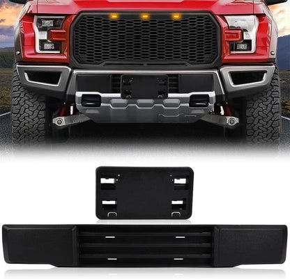 Front Bumper Trim & License Plate Fit For 2015 2016 2017 Ford F-150 F150 Black