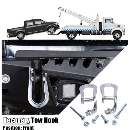 Solidspare Pair Chrome Tow Hooks Kit 84072464 For 2015-2019 Silverado Sierra 2500HD& 3500HD