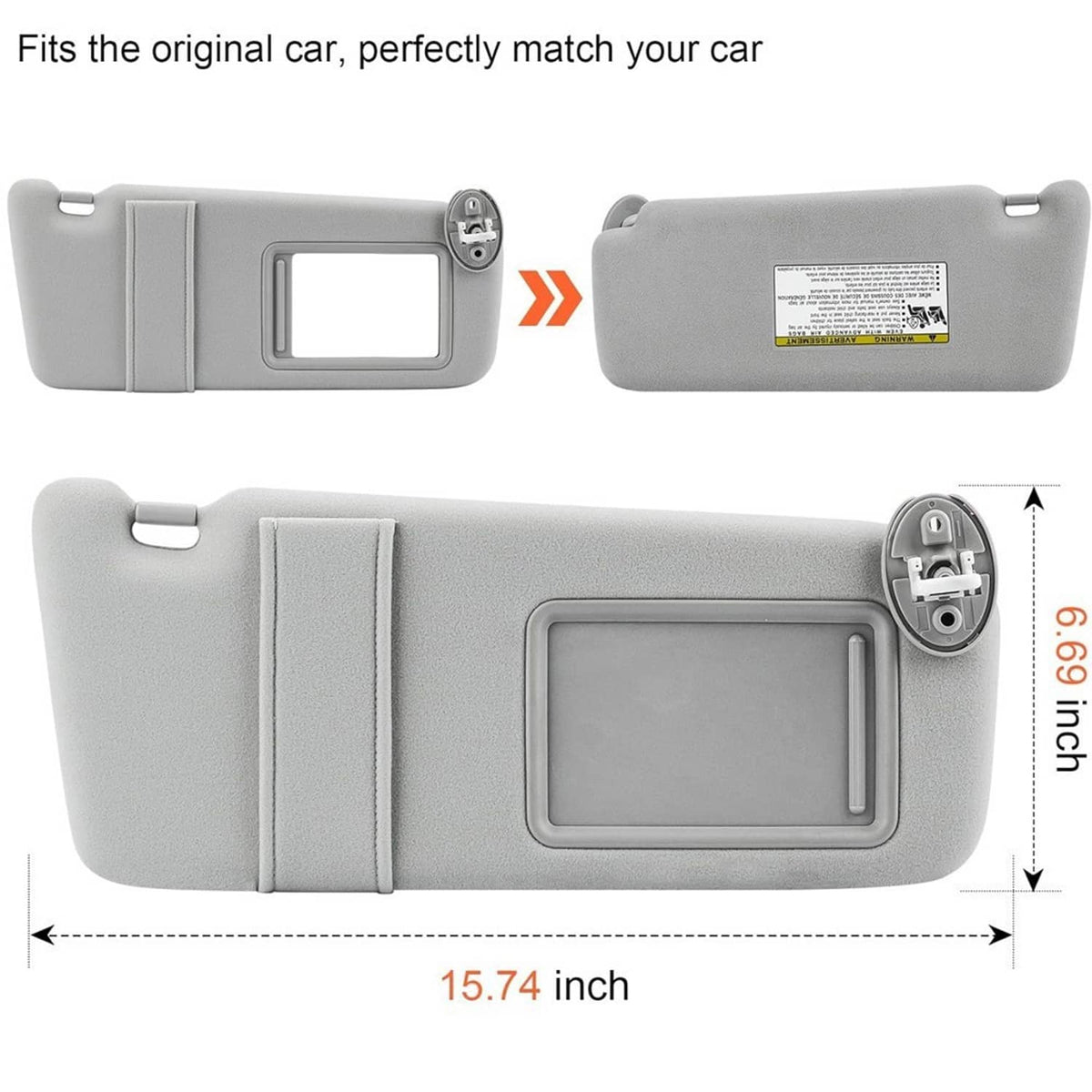 Solidspare Left & Right Gray Sun Visor w Sunroof Pair For 09-16 Toyota Venza 74320-0T022-B1