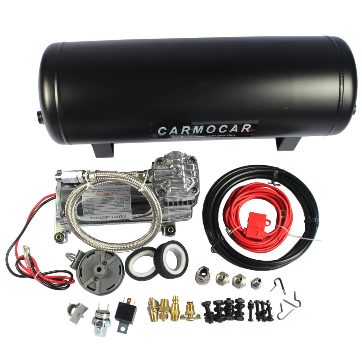 Solidspare Medium Duty Onboard Air System 150 PSI Compressor 12V+2.5 Gallon Train/Air Horn