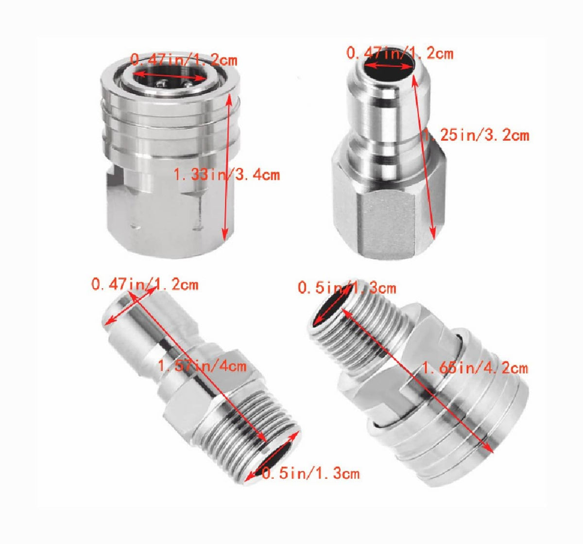 Solid Spare 2 Sets NPT 1/4 Inch Pressure Washer Coupler Quick Connect Plug Fitting Adapter