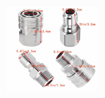 Solid Spare 2 Sets NPT 1/4 Inch Pressure Washer Coupler Quick Connect Plug Fitting Adapter