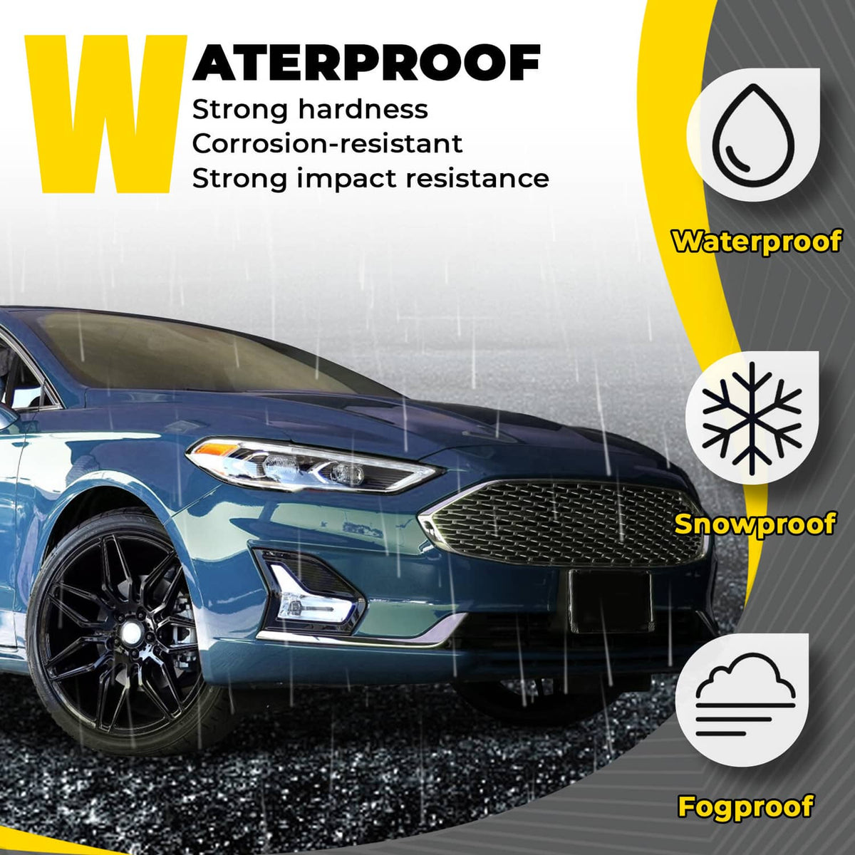 Solid Spare For Ford Fusion 2019-2020 LED Fog Lights Driving Lamps w/Bezel Wiring Left+Right